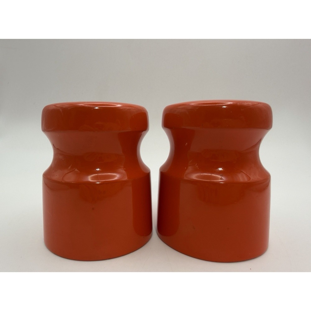 Vintage Orange Lacquered Wood Salt & Pepper Shakers MCM Japan 60s 70s